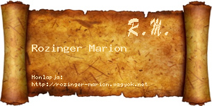 Rozinger Marion névjegykártya